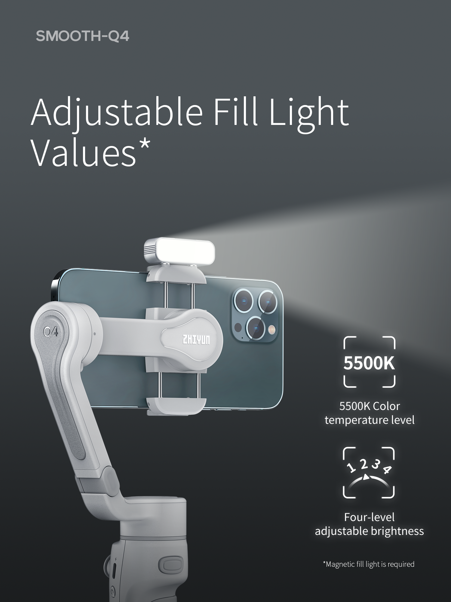 Valeurs réglables pour la lumière de remplissage